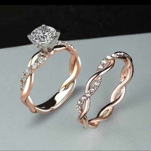 2 pc Twisted Rose Gold Ring Set- NEW sizes 6-8